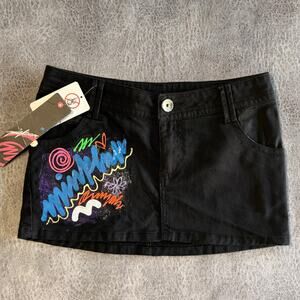 NWT Grafitti Style Mini Black Skirt
